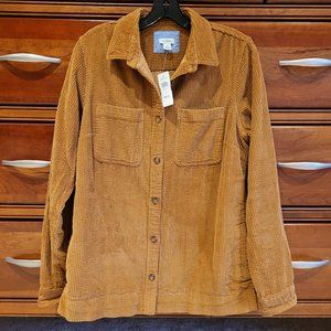 NWT L.L. Bean Women's Comfort Tan Corduroy Relaxed Shirt Size S